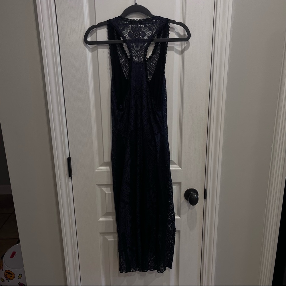Free People Miracle Blue Black Lace Racerback Dress Small Whimsygoth Whitchy - Picture 8 of 13